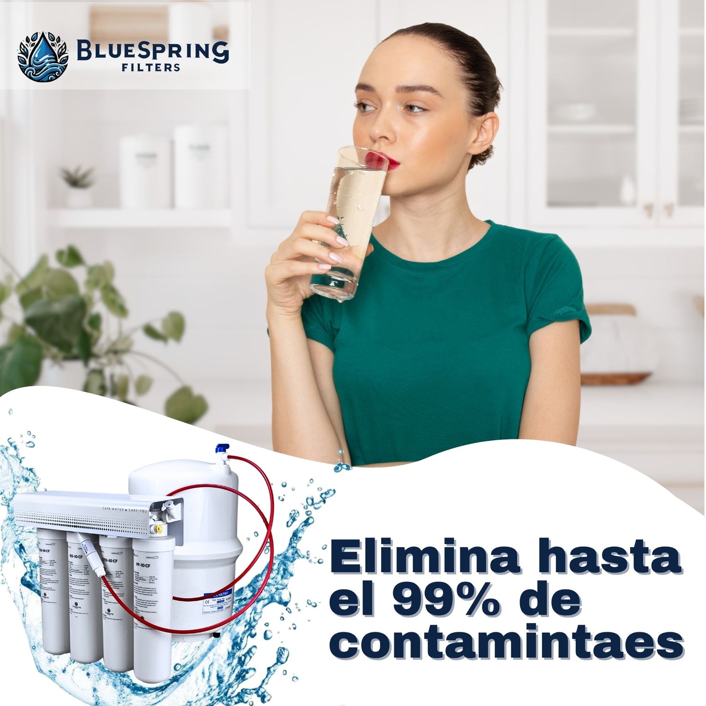 Bluespring: Filtro De Osmosis 4e + Tanque + Botella Filtro