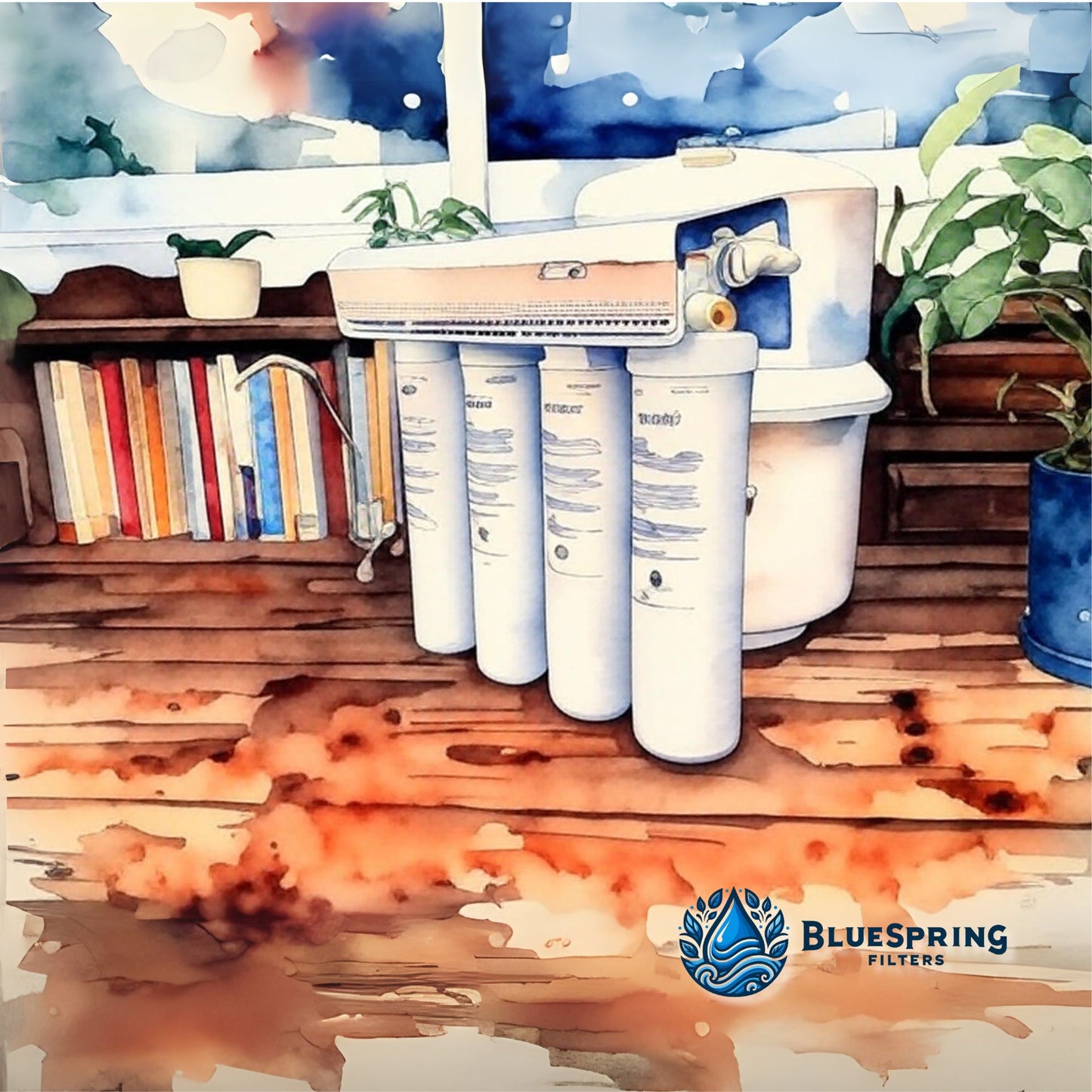 Bluespring: Filtro De Osmosis 4e + Tanque + Botella Filtro