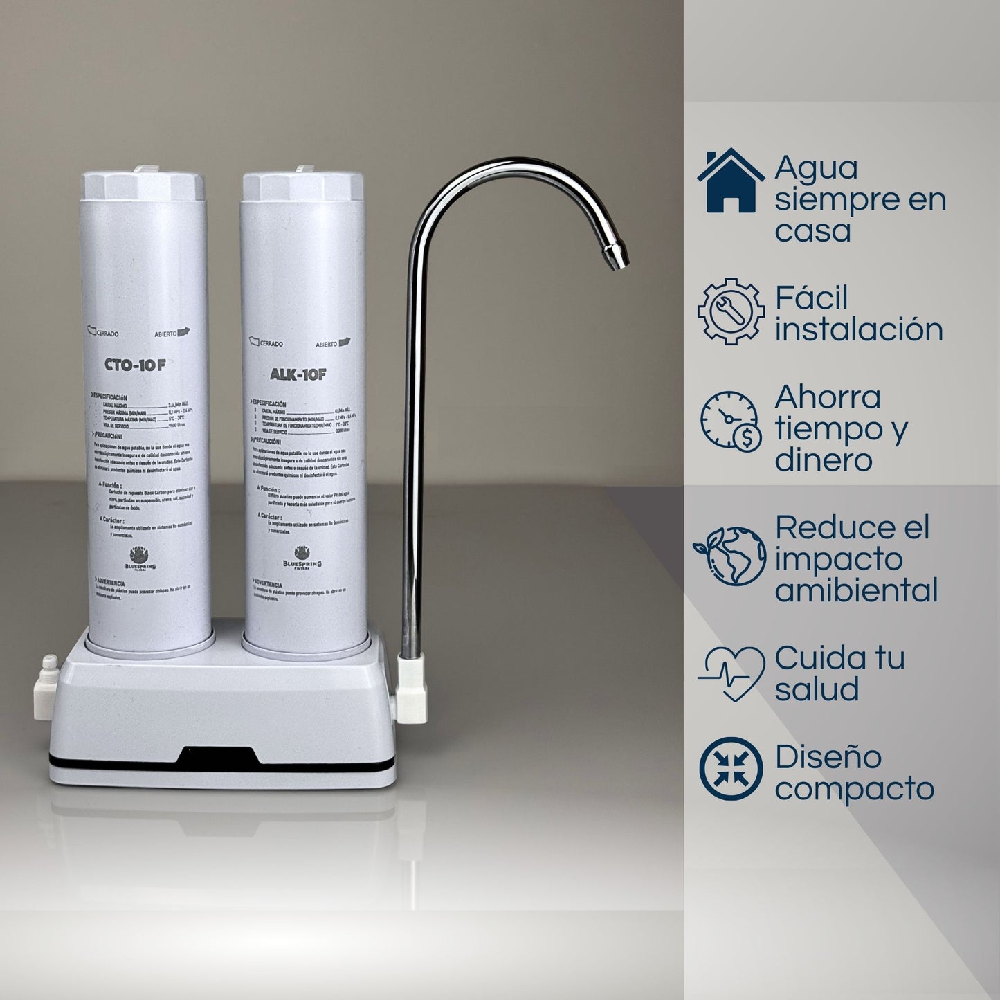 Bluespring: Filtro De Agua Alcalina + 4 Años De Cartuchos
