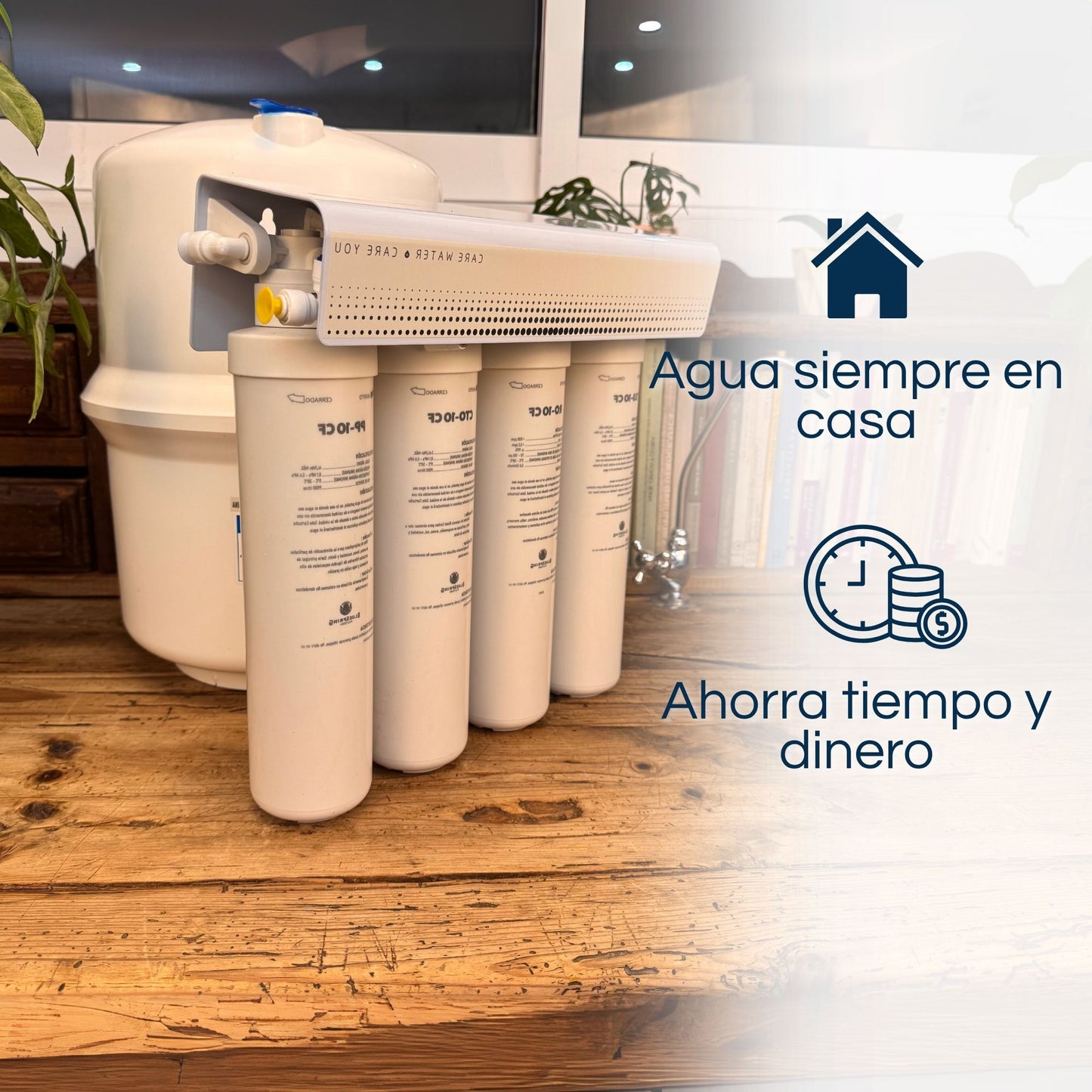 Bluespring: Filtro De Osmosis 4e + Tanque + Botella Filtro